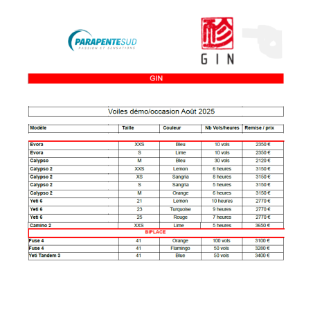 GIN Voiles démo-occasion