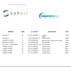SUPAIR Liste sellettes...