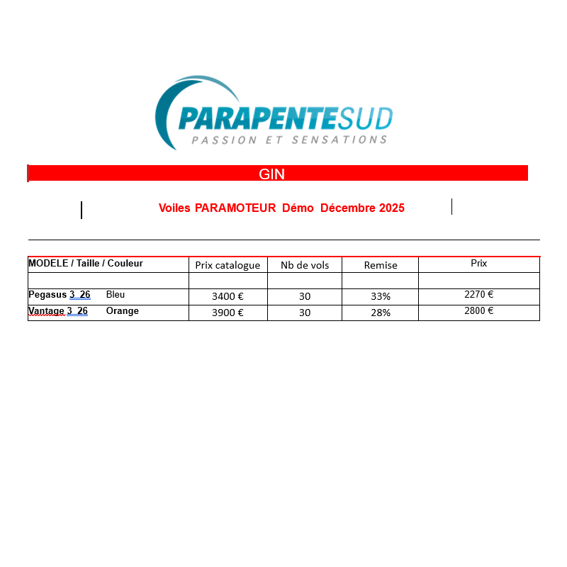 GIN voiles paramoteur démo 12-25