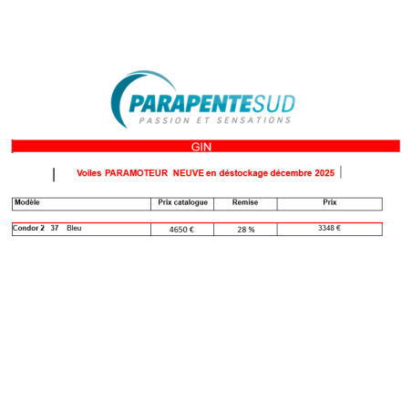 GIN voiles paramoteur en déstockage 10-25