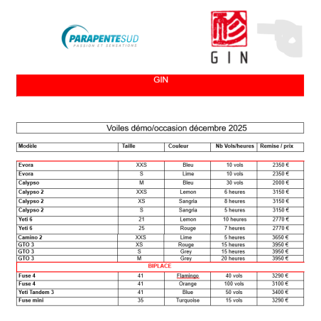 GIN Voiles démo-occasion