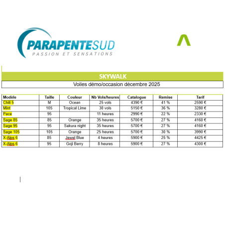 SKYWALK Voiles démo-occasions 12/25